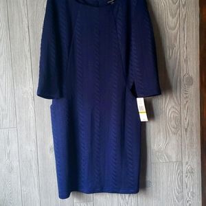 Navy, raised pattern dress with pockets